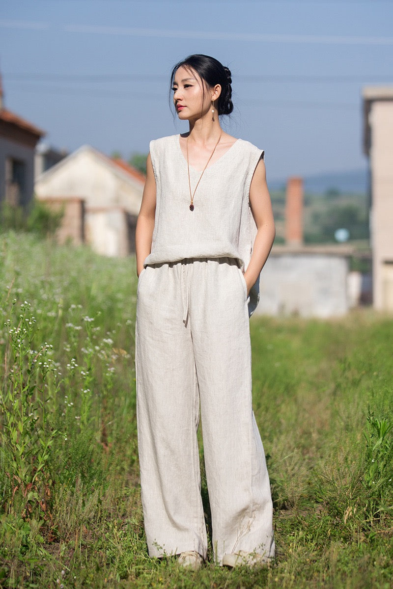 Tao One Tech™ • Zen Business Qigong Tea Flow Pants • Straight-Leg Pants • Tech Pockets • Chinoiserie • Premium Pure Hemp • Sizes S-L