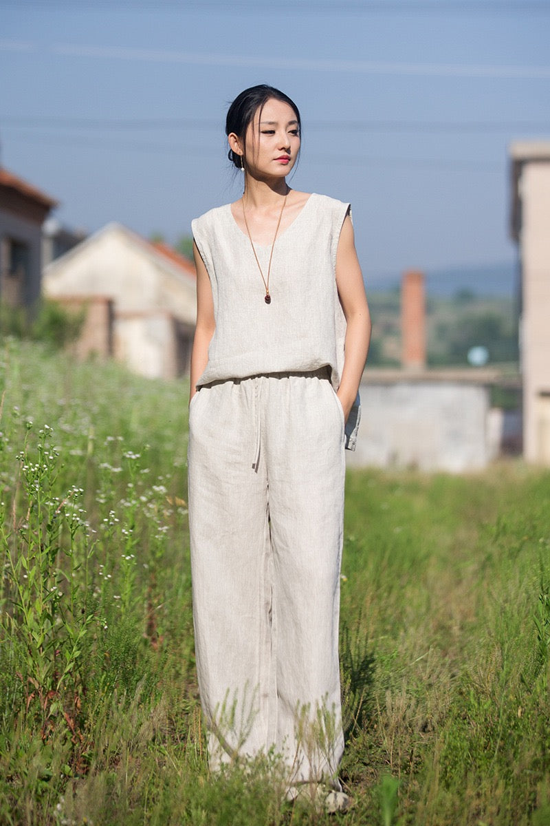 Tao One Tech™ • Zen Business Qigong Tea Flow Pants • Straight-Leg Pants • Tech Pockets • Chinoiserie • Premium Pure Hemp • Sizes S-L