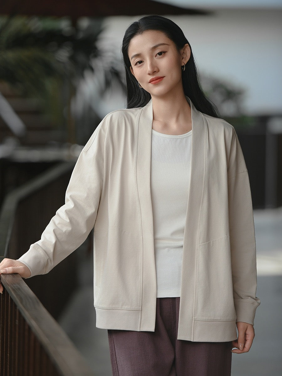 Tao One Tech™ • Way of Water Cardigan Kimono Jacket • Tech Pockets • Cotton • Sorona Corn Fibre