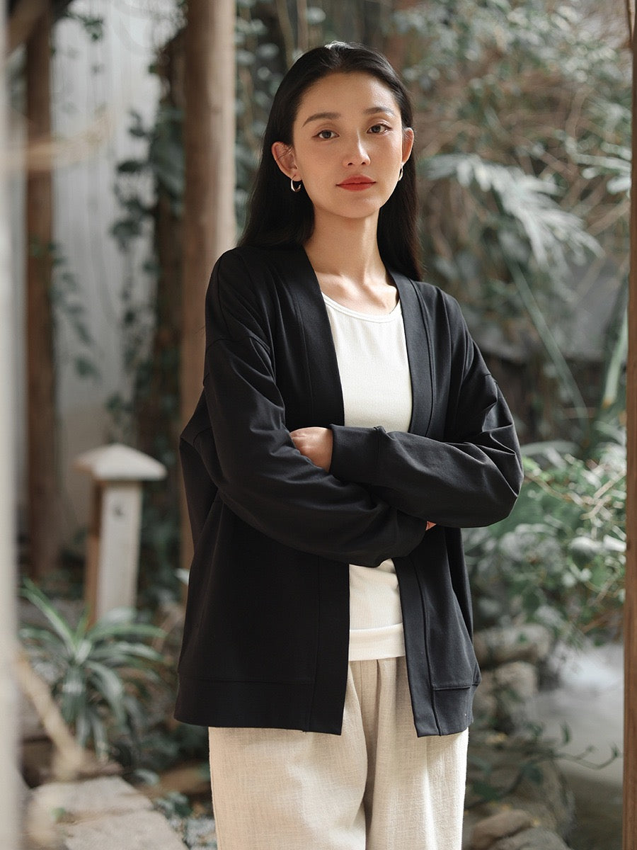 Tao One Tech™ • Way of Water Cardigan Kimono Jacket • Tech Pockets • Cotton • Sorona Corn Fibre