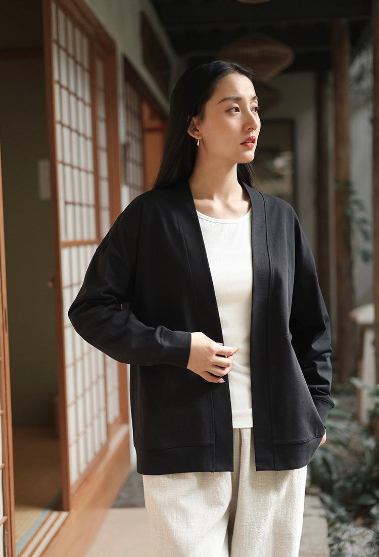 Tao One Tech™ • Way of Water Cardigan Kimono Jacket • Tech Pockets • Cotton • Sorona Corn Fibre