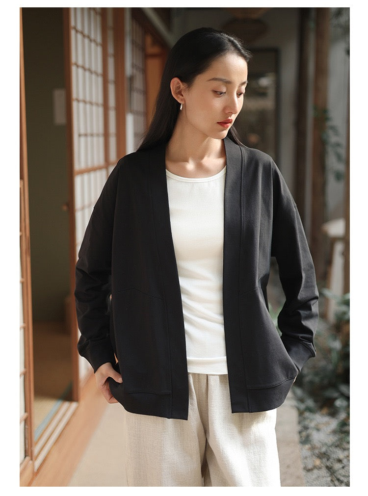 Tao One Tech™ • Way of Water Cardigan Kimono Jacket • Tech Pockets • Cotton • Sorona Corn Fibre