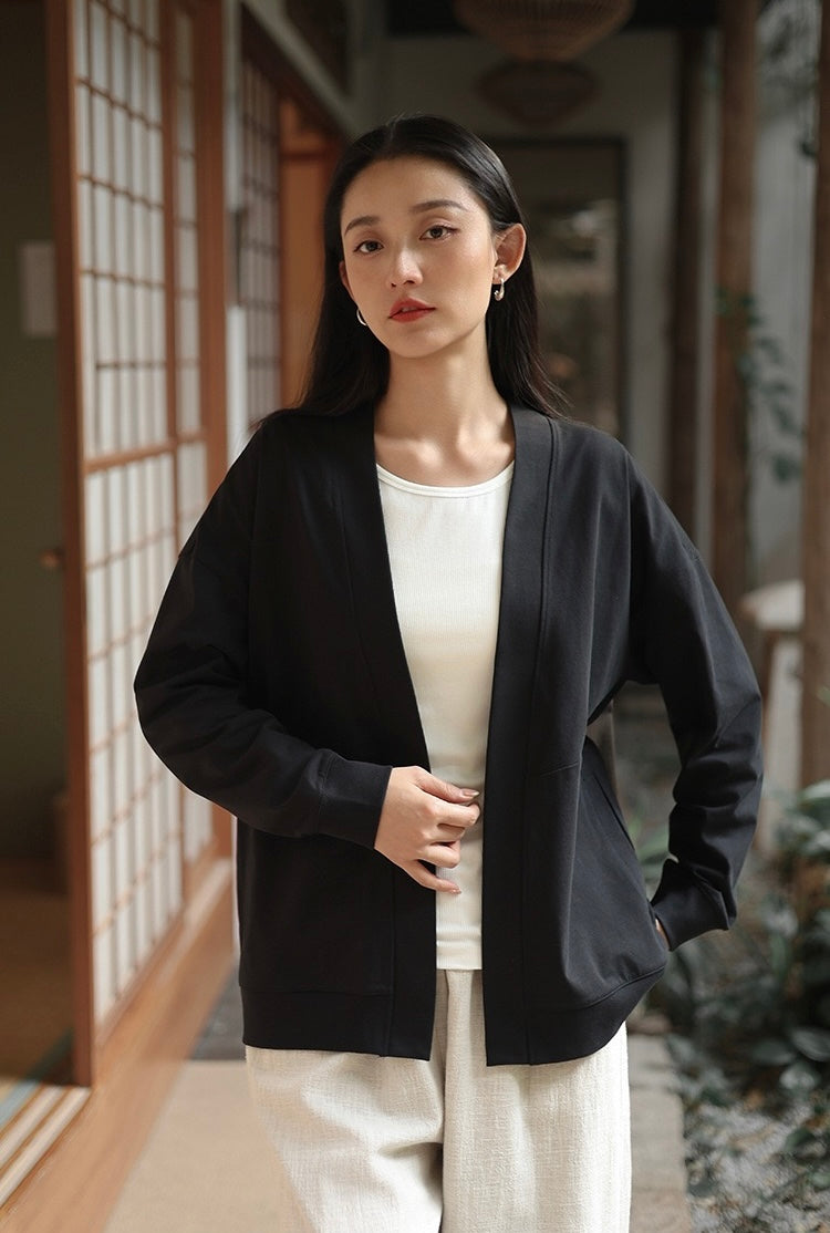 Tao One Tech™ • Way of Water Cardigan Kimono Jacket • Tech Pockets • Cotton • Sorona Corn Fibre