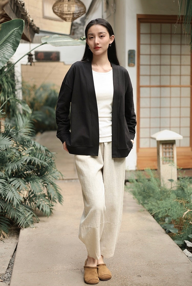 Tao One Tech™ • Way of Water Cardigan Kimono Jacket • Tech Pockets • Cotton • Sorona Corn Fibre