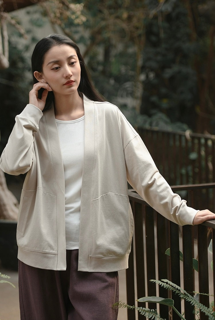 Tao One Tech™ • Way of Water Cardigan Kimono Jacket • Tech Pockets • Cotton • Sorona Corn Fibre