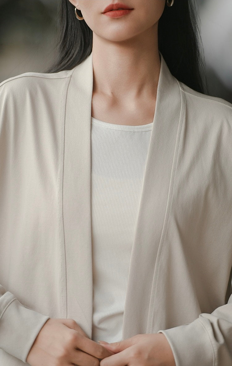 Tao One Tech™ • Way of Water Cardigan Kimono Jacket • Tech Pockets • Cotton • Sorona Corn Fibre