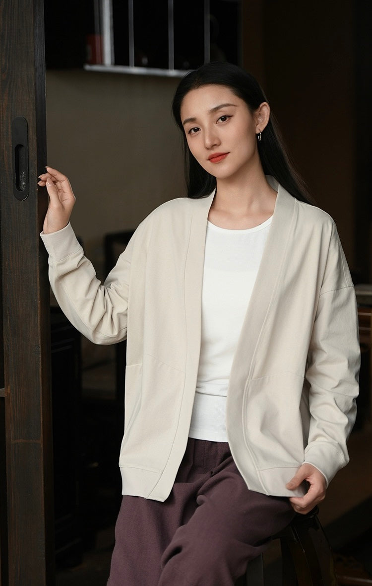 Tao One Tech™ • Way of Water Cardigan Kimono Jacket • Tech Pockets • Cotton • Sorona Corn Fibre