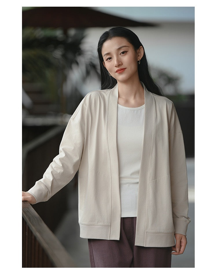 Tao One Tech™ • Way of Water Cardigan Kimono Jacket • Tech Pockets • Cotton • Sorona Corn Fibre