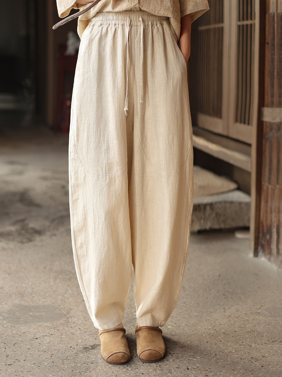 Tao One Tech™ • Earth & Sail Curved Lantern Pants • Tech Pockets • Ramie Cotton