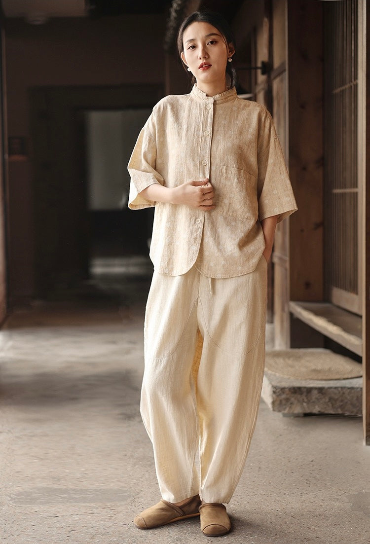 Tao One Tech™ • Earth & Sail Curved Lantern Pants • Tech Pockets • Ramie Cotton