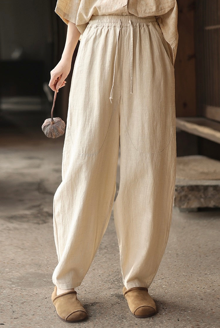 Tao One Tech™ • Earth & Sail Curved Lantern Pants • Tech Pockets • Ramie Cotton