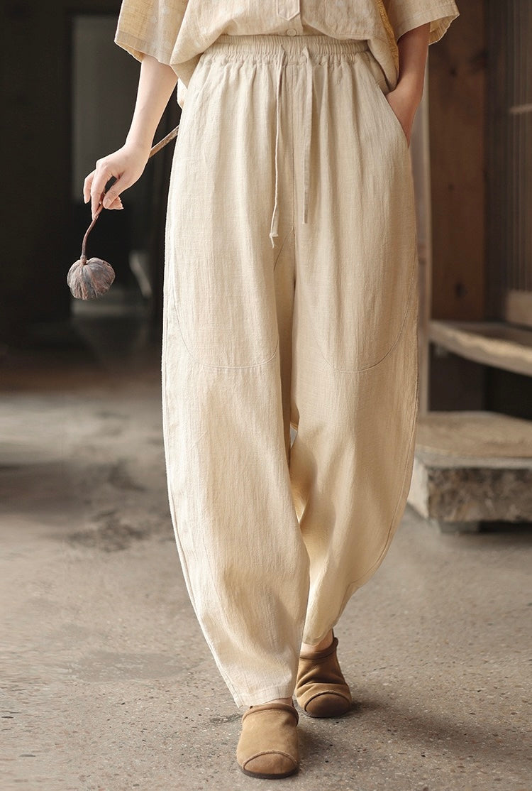 Tao One Tech™ • Earth & Sail Curved Lantern Pants • Tech Pockets • Ramie Cotton