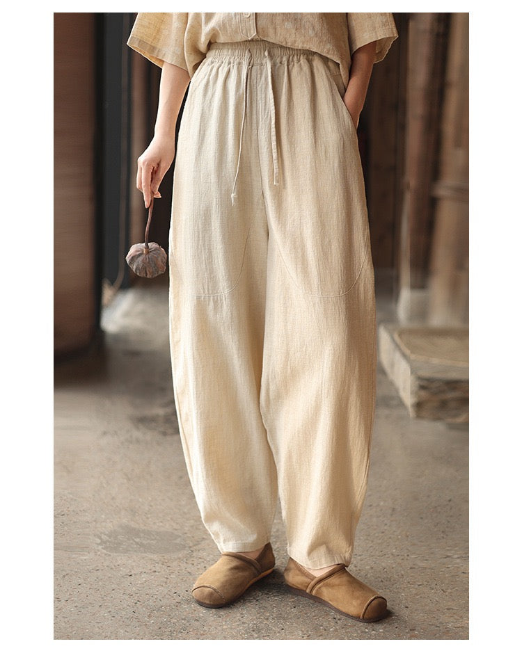 Tao One Tech™ • Earth & Sail Curved Lantern Pants • Tech Pockets • Ramie Cotton