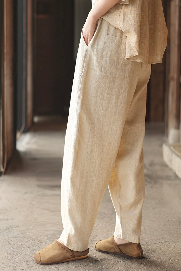 Tao One Tech™ • Earth & Sail Curved Lantern Pants • Tech Pockets • Ramie Cotton