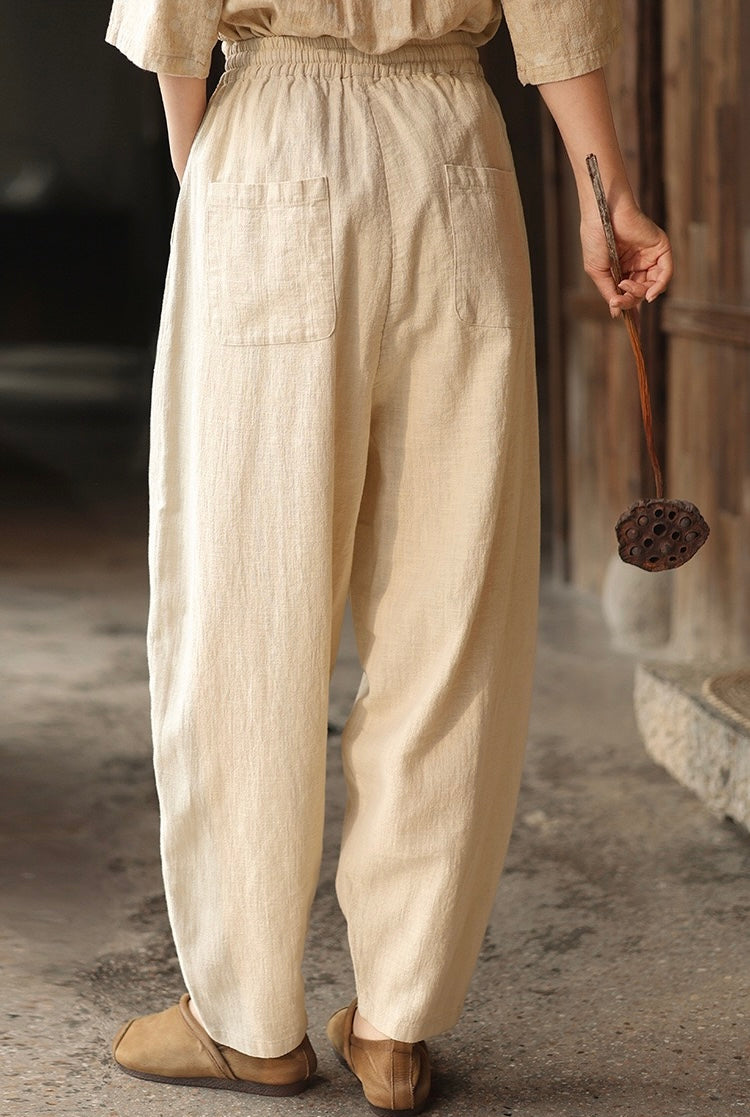 Tao One Tech™ • Earth & Sail Curved Lantern Pants • Tech Pockets • Ramie Cotton