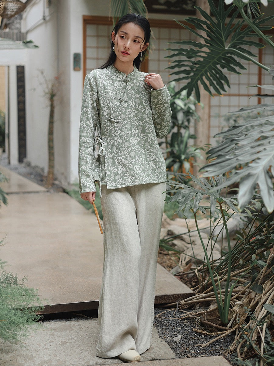 Tao One Tech™ • Floral Vine Jacquard Blouse • Cotton Viscose