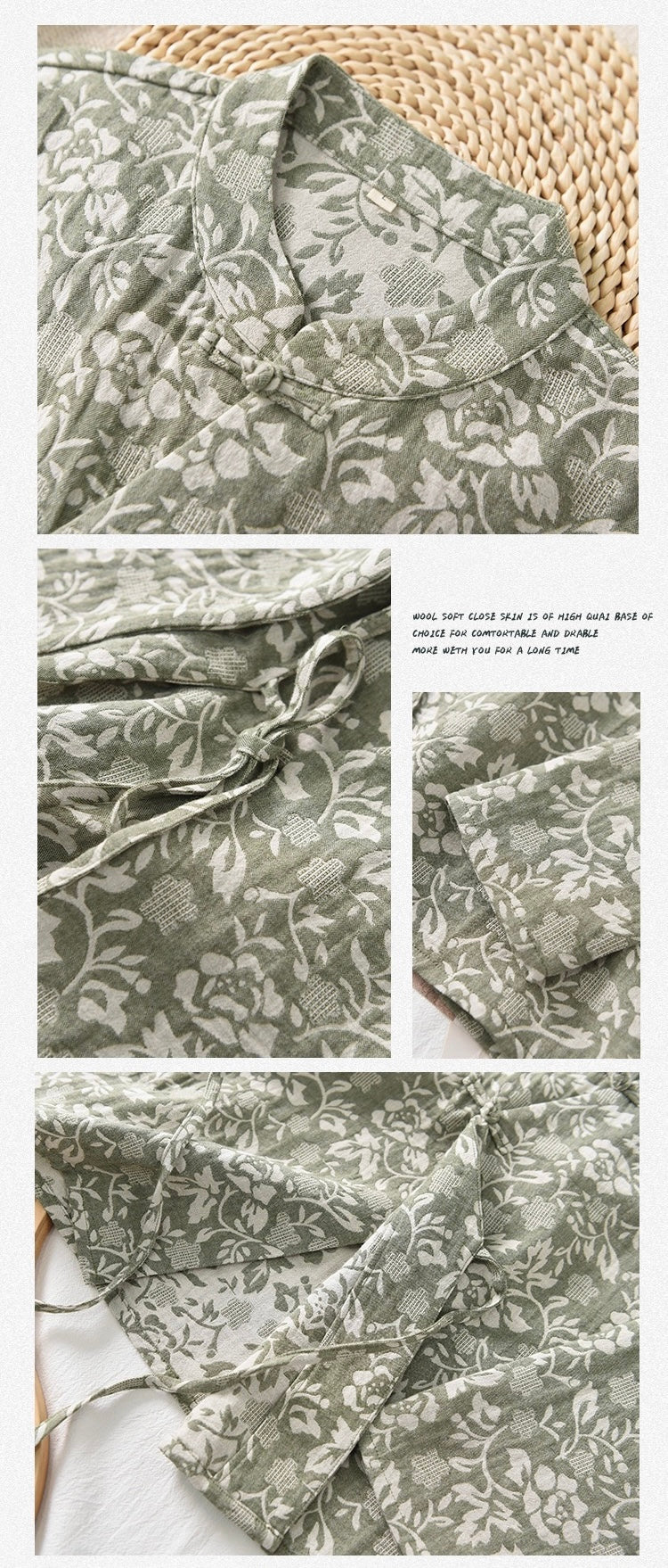 Tao One Tech™ • Floral Vine Jacquard Blouse • Cotton Viscose