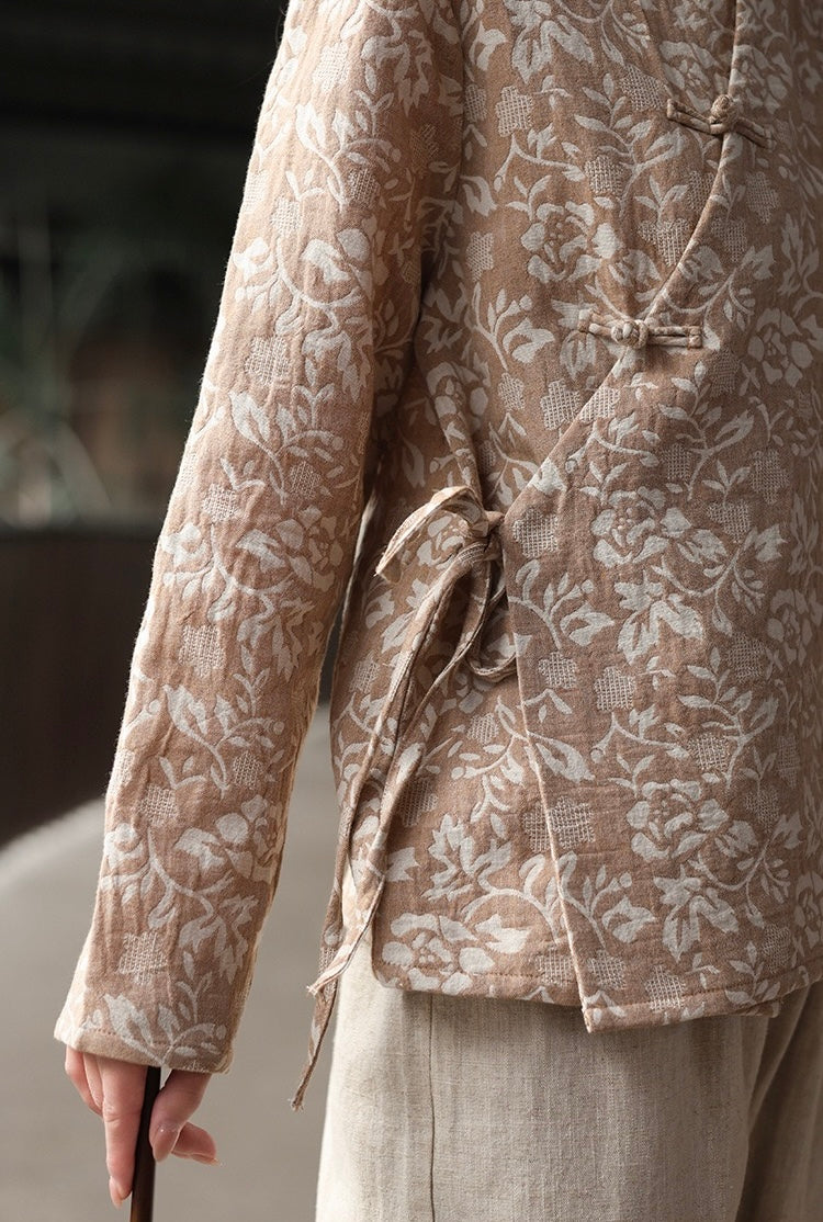 Tao One Tech™ • Floral Vine Jacquard Blouse • Cotton Viscose