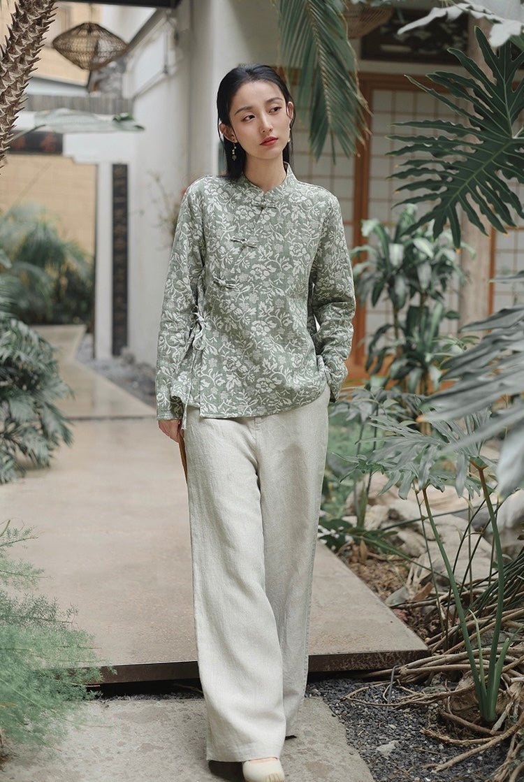 Tao One Tech™ • Floral Vine Jacquard Blouse • Cotton Viscose