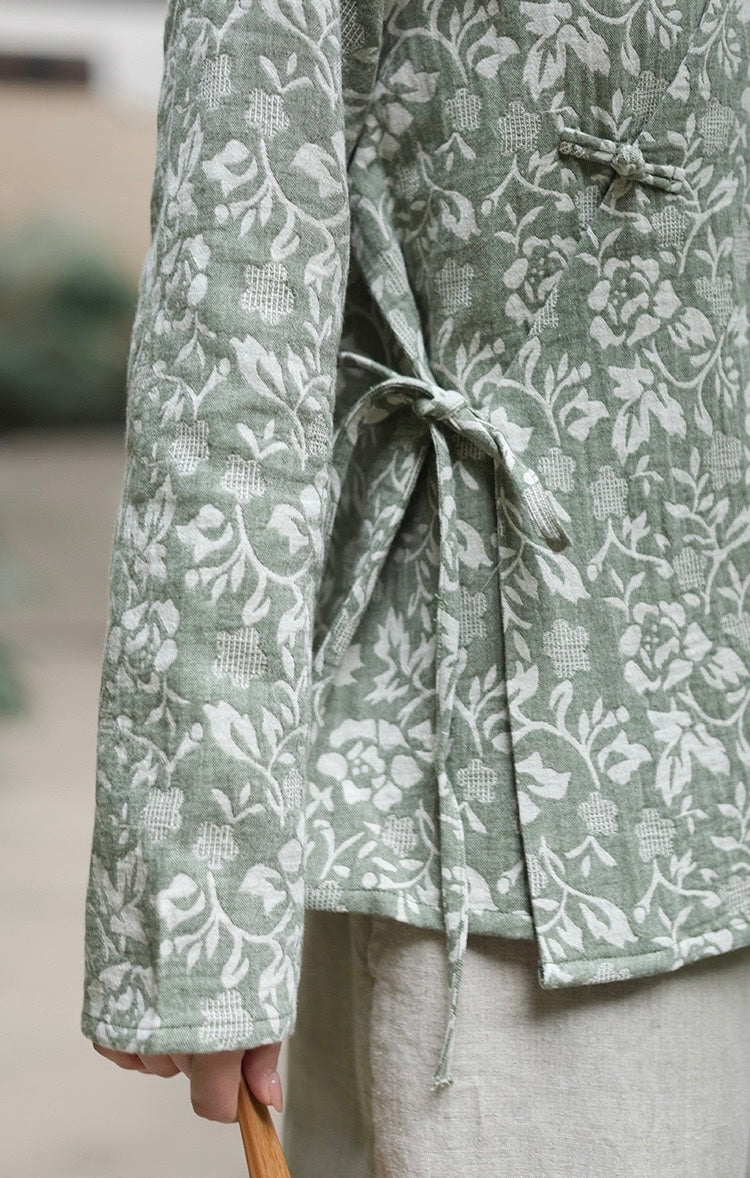 Tao One Tech™ • Floral Vine Jacquard Blouse • Cotton Viscose