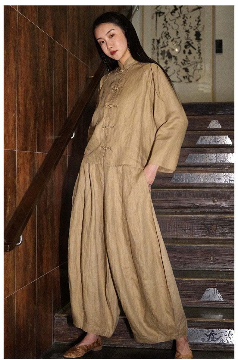 Tao One Tech™ • The Pumpkin Set • Shirt and Pants • Cotton Linen • Sizes S-L