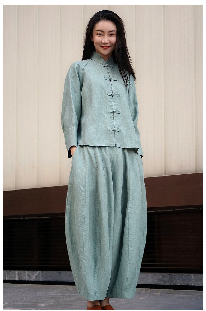 Tao One Tech™ • The Pumpkin Set • Shirt and Pants • Cotton Linen • Sizes S-L