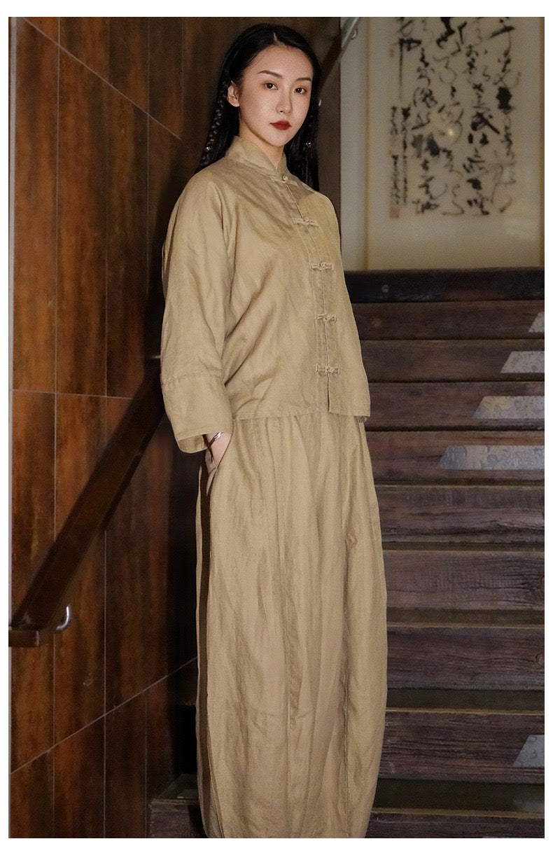 Tao One Tech™ • The Pumpkin Set • Shirt and Pants • Cotton Linen • Sizes S-L