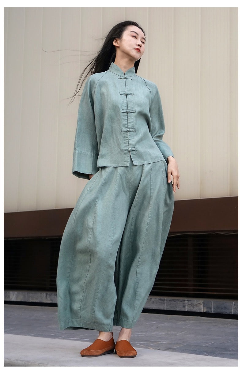 Tao One Tech™ • The Pumpkin Set • Shirt and Pants • Cotton Linen • Sizes S-L