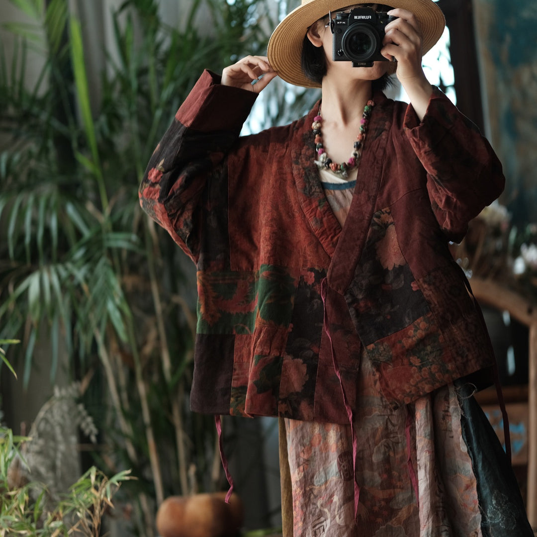 Tao Triple Tech™ • Floral Triple Quilt Kimono • Asymmetrical • Cotton