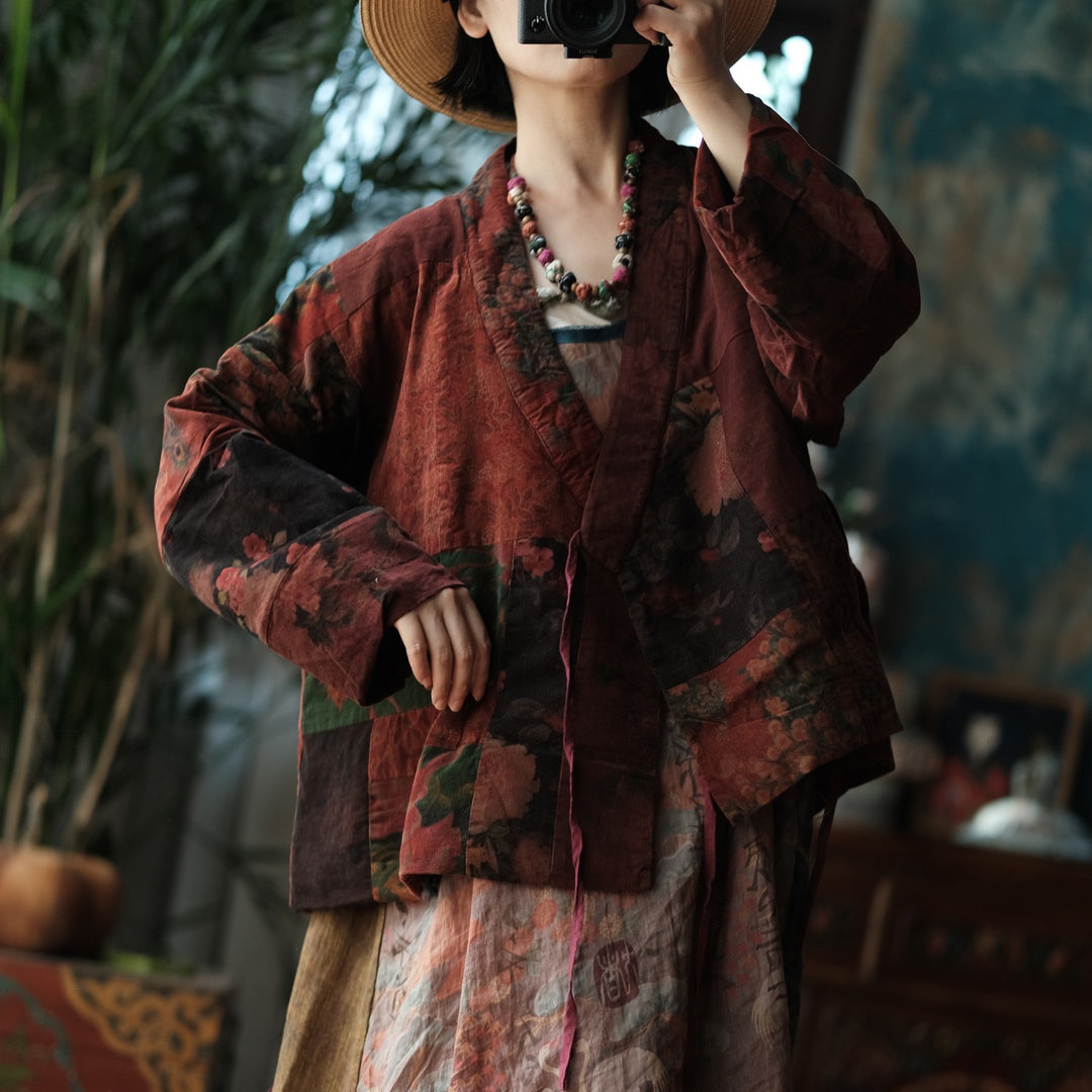Tao Triple Tech™ • Floral Triple Quilt Kimono • Asymmetrical • Cotton