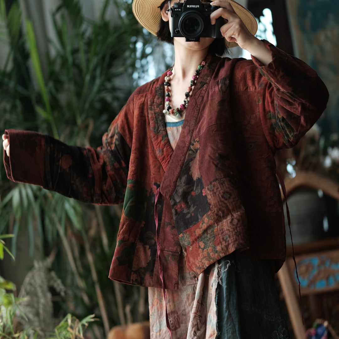 Tao Triple Tech™ • Floral Triple Quilt Kimono • Asymmetrical • Cotton