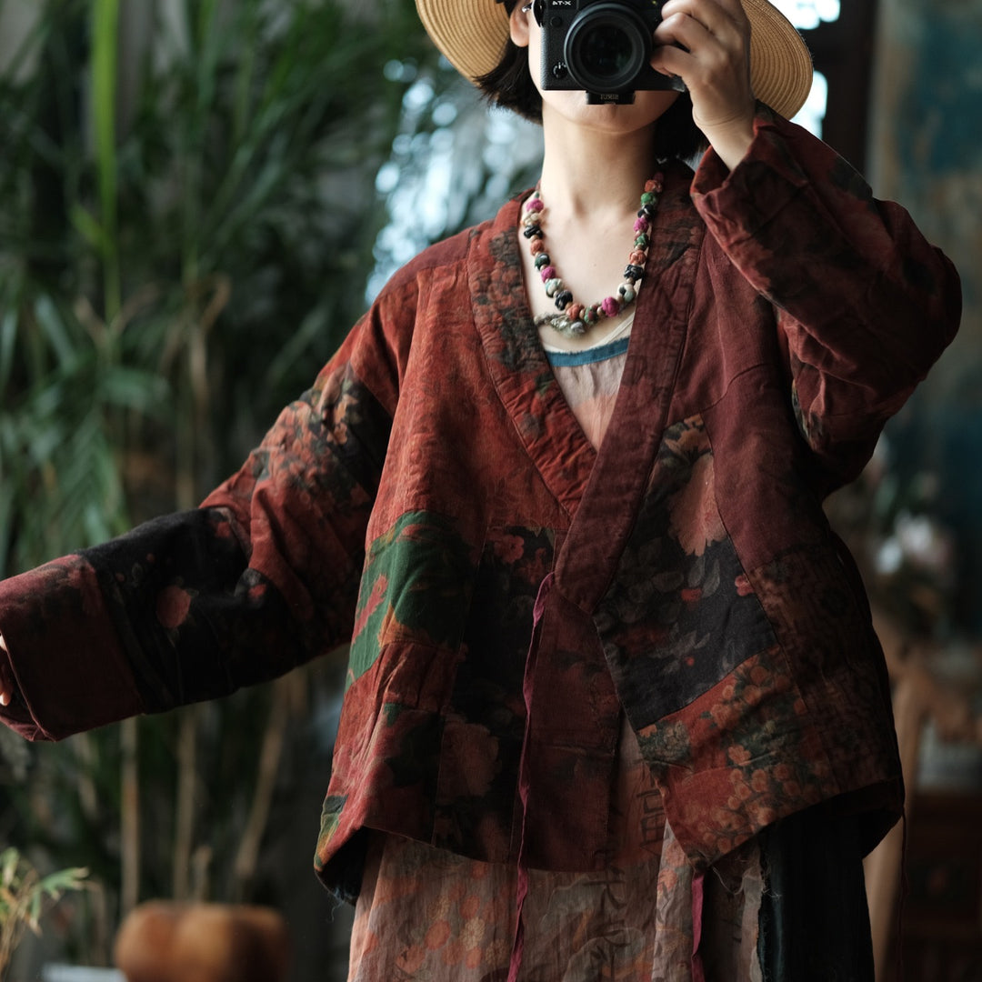 Tao Triple Tech™ • Floral Triple Quilt Kimono • Asymmetrical • Cotton