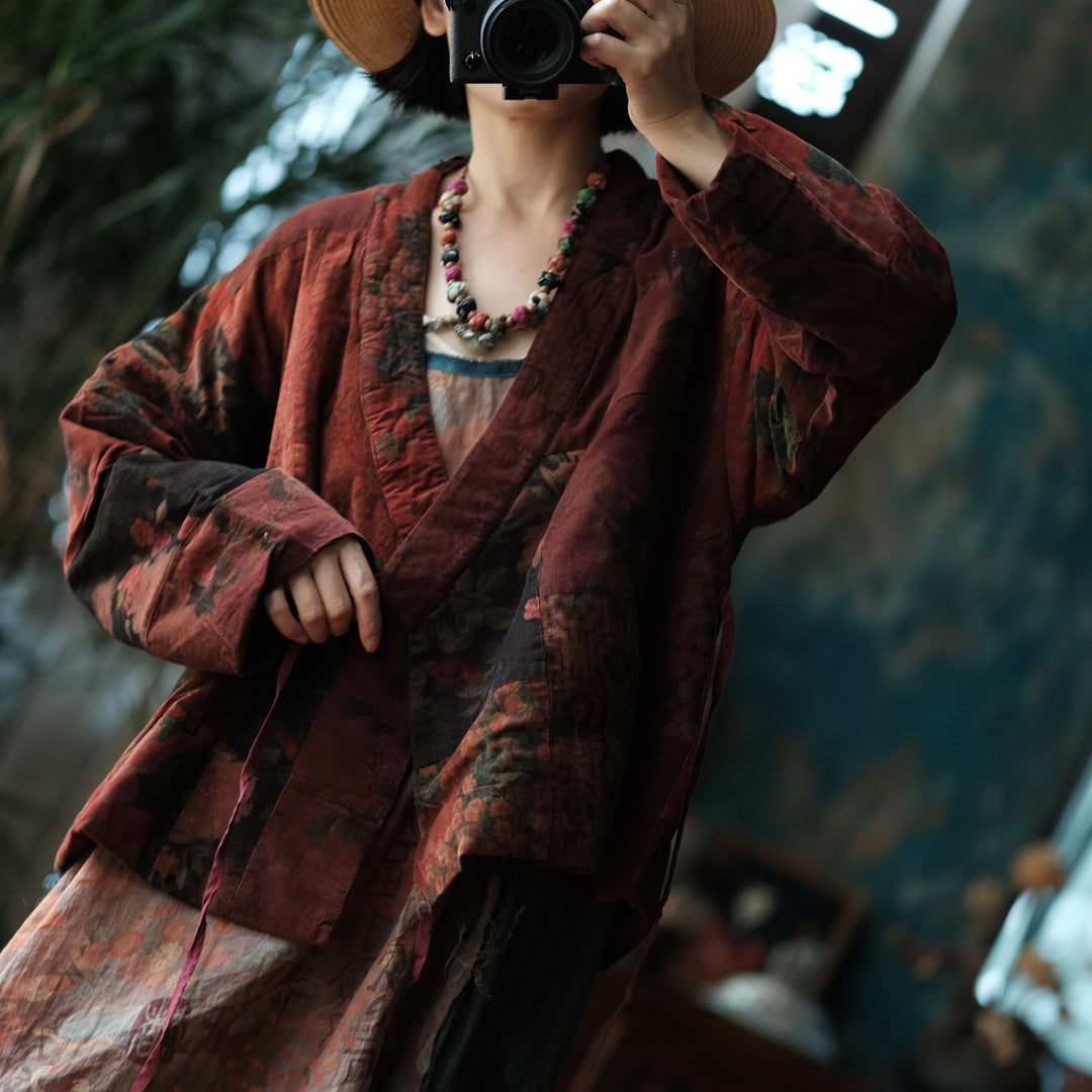 Tao Triple Tech™ • Floral Triple Quilt Kimono • Asymmetrical • Cotton