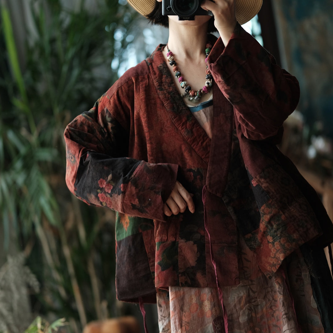 Tao Triple Tech™ • Floral Triple Quilt Kimono • Asymmetrical • Cotton