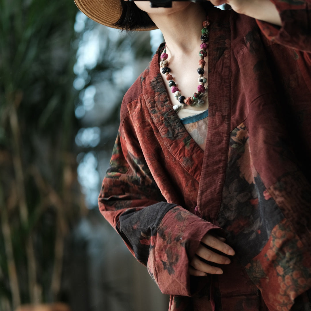 Tao Triple Tech™ • Floral Triple Quilt Kimono • Asymmetrical • Cotton