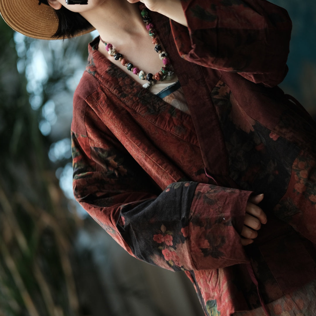 Tao Triple Tech™ • Floral Triple Quilt Kimono • Asymmetrical • Cotton