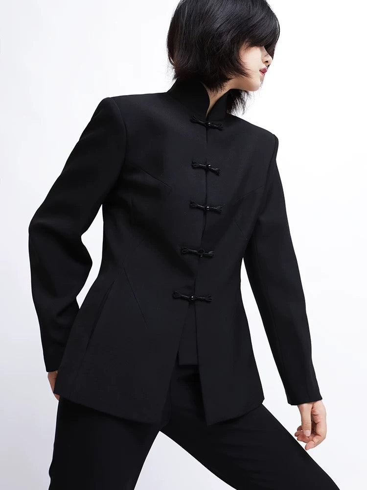 Tao Tech Coat • Stand-Up Collar • Tailored Waist Flow