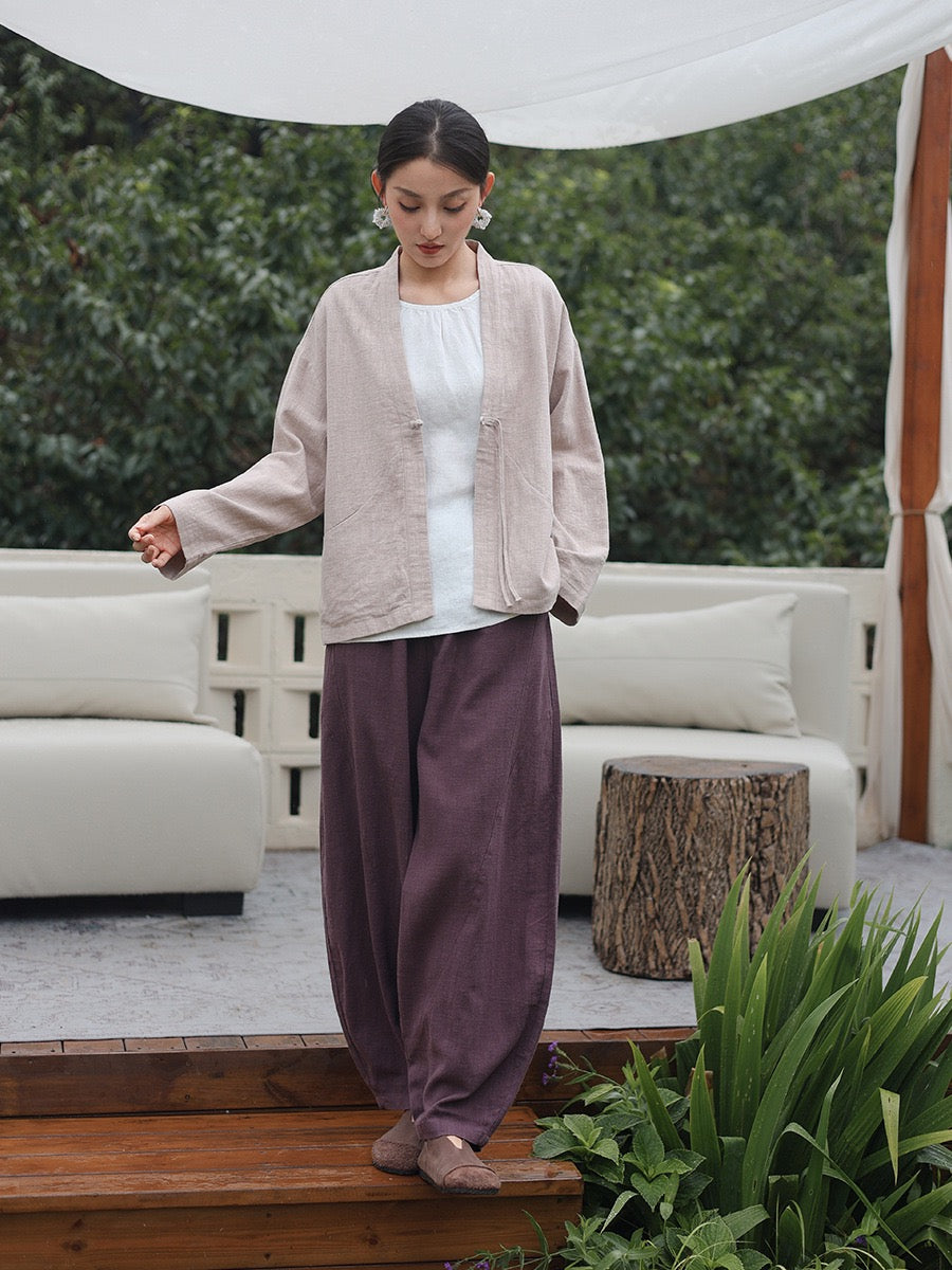 Tao One Tech™ • Zen Elegance Kimono Hanfu Jacket • Cardigan • Tech Pockets • Ramie Cotton • Cotton Lining