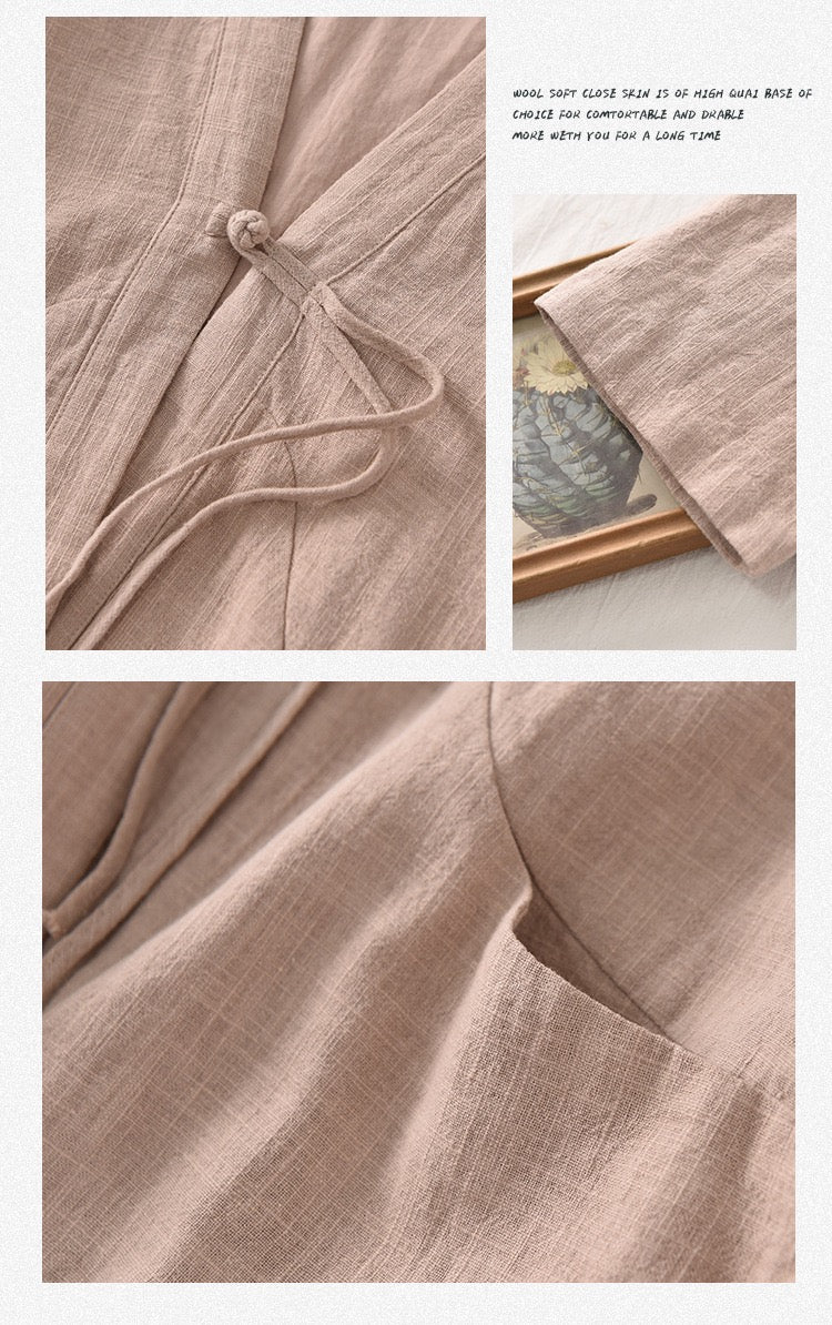 Tao One Tech™ • Zen Elegance Kimono Hanfu Jacket • Cardigan • Tech Pockets • Ramie Cotton • Cotton Lining