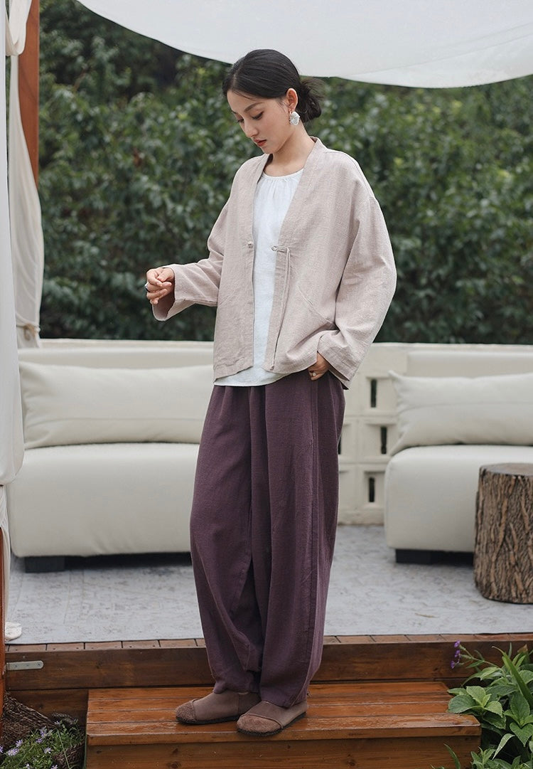 Tao One Tech™ • Zen Elegance Kimono Hanfu Jacket • Cardigan • Tech Pockets • Ramie Cotton • Cotton Lining