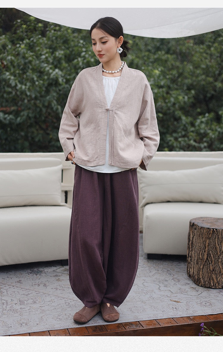 Tao One Tech™ • Zen Elegance Kimono Hanfu Jacket • Cardigan • Tech Pockets • Ramie Cotton • Cotton Lining