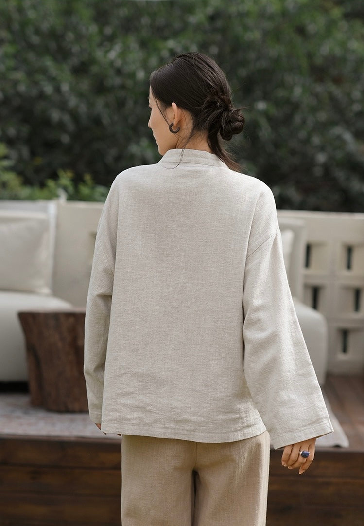 Tao One Tech™ • Zen Elegance Kimono Hanfu Jacket • Cardigan • Tech Pockets • Ramie Cotton • Cotton Lining
