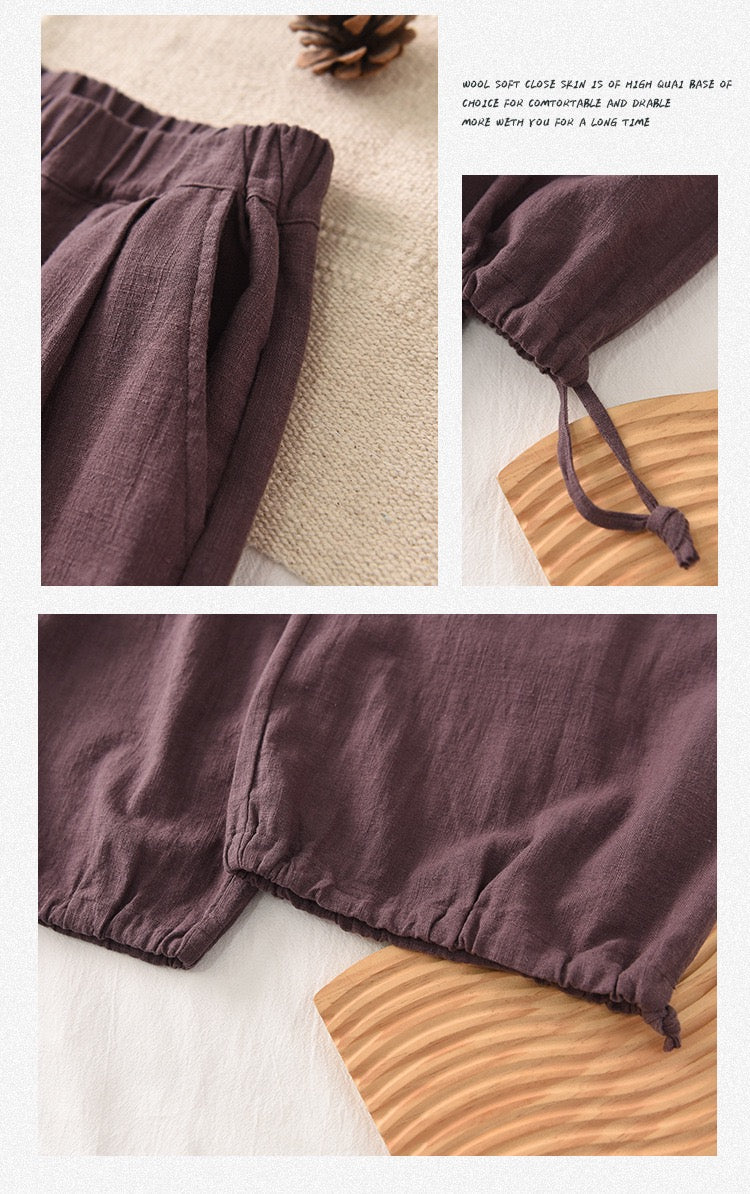 Tao One Tech™ • Zen Elegance Lantern Pants • 9-Point • Tech Pockets • Ramie Cotton