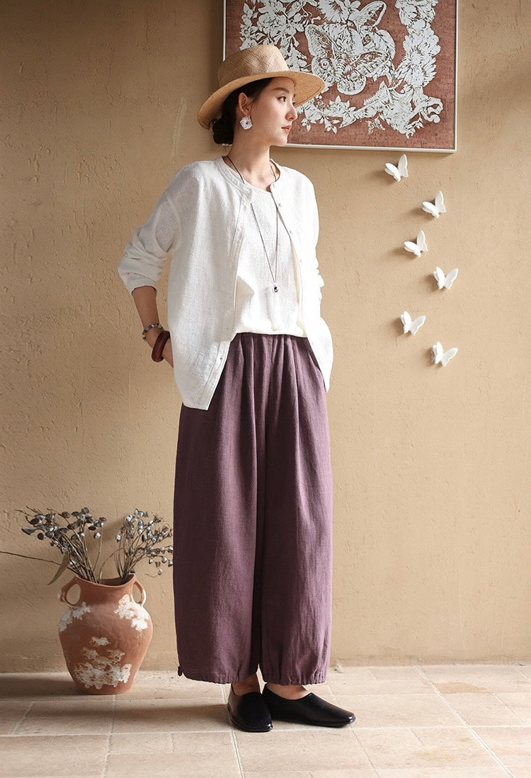 Tao One Tech™ • Zen Elegance Lantern Pants • 9-Point • Tech Pockets • Ramie Cotton