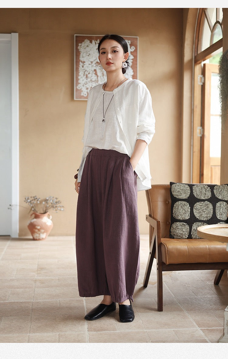Tao One Tech™ • Zen Elegance Lantern Pants • 9-Point • Tech Pockets • Ramie Cotton