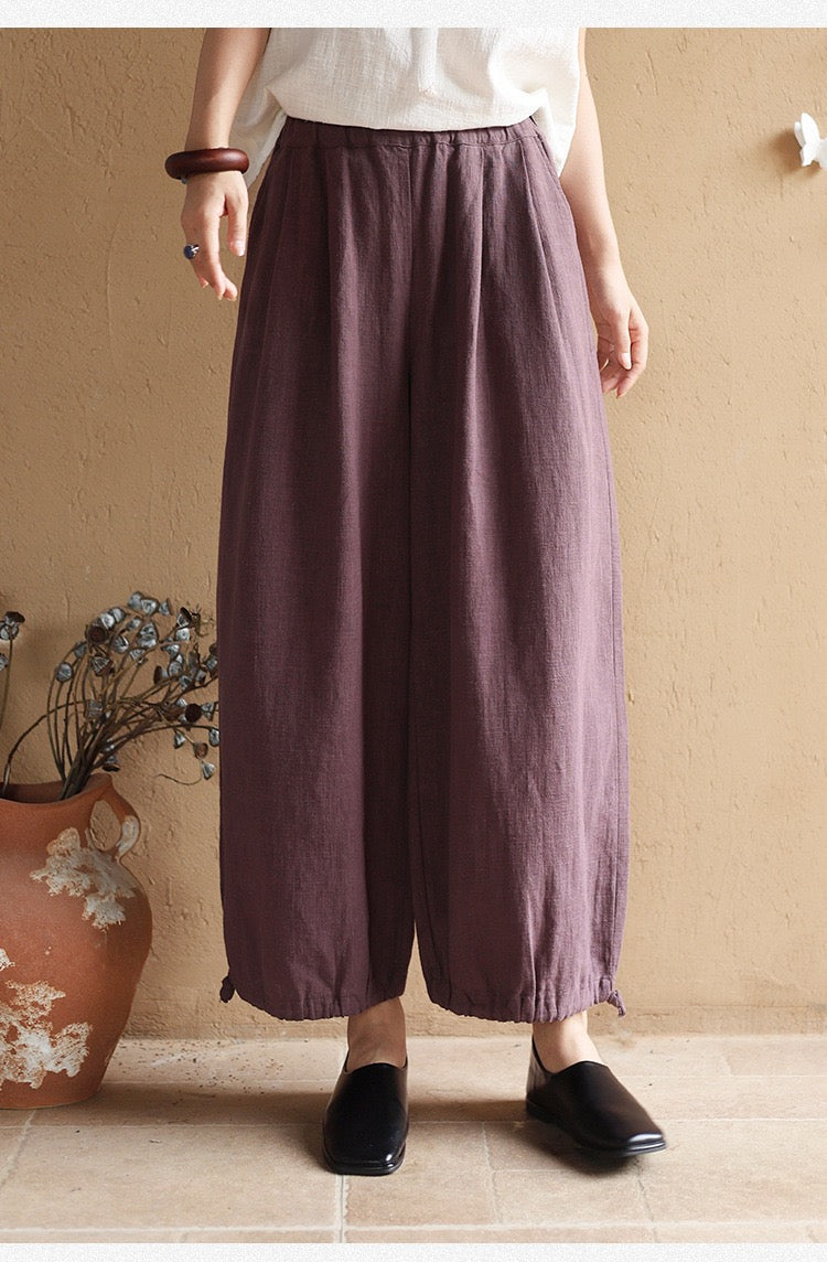 Tao One Tech™ • Zen Elegance Lantern Pants • 9-Point • Tech Pockets • Ramie Cotton