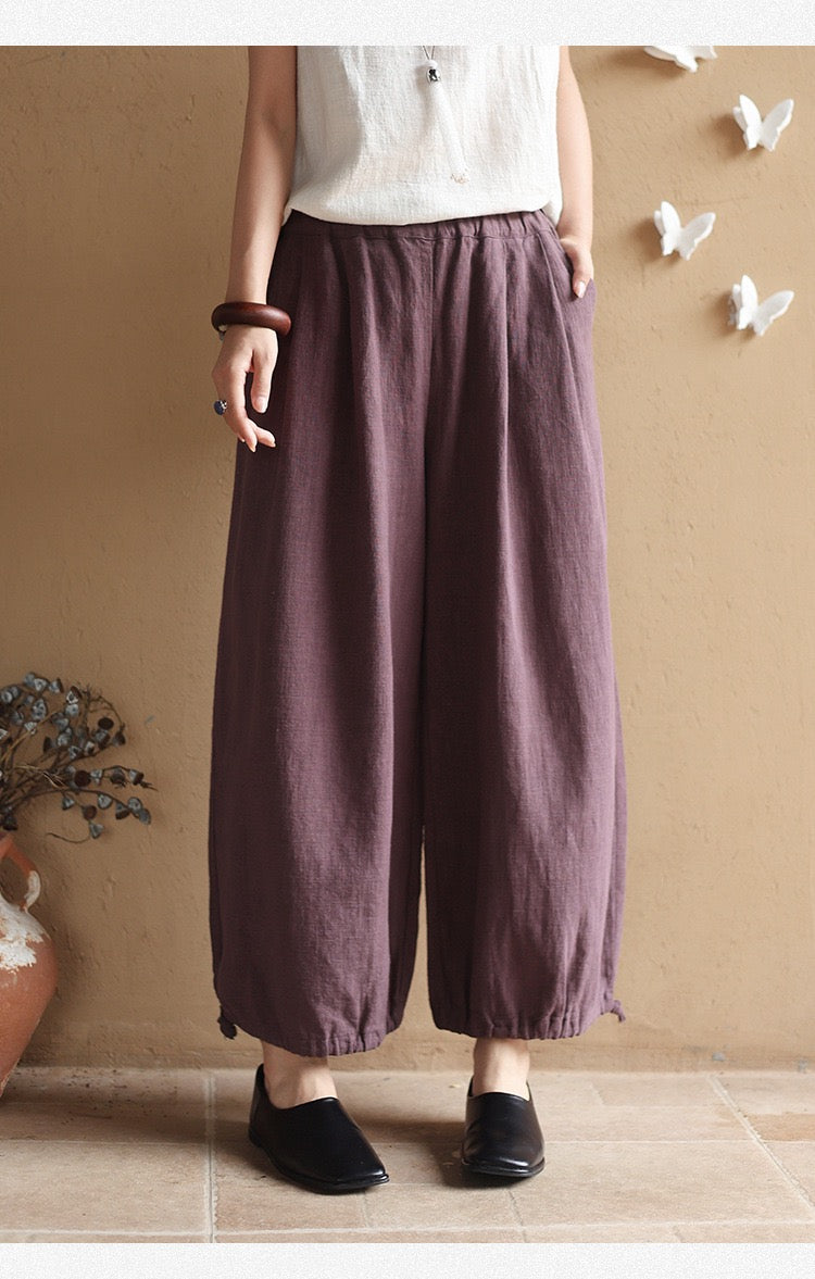 Tao One Tech™ • Zen Elegance Lantern Pants • 9-Point • Tech Pockets • Ramie Cotton