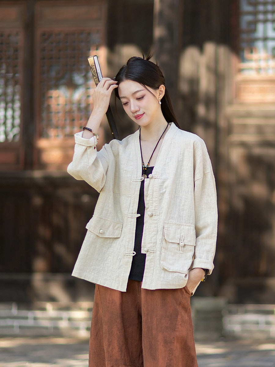 Tao One Tech™ • Way of Yin &amp; Yang Kimono • Cardigan Jacket • Tech Pockets • Ramie Cotton