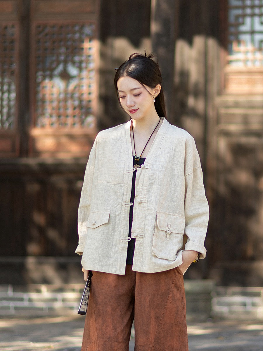 Tao One Tech™ • Way of Yin &amp; Yang Kimono • Cardigan Jacket • Tech Pockets • Ramie Cotton