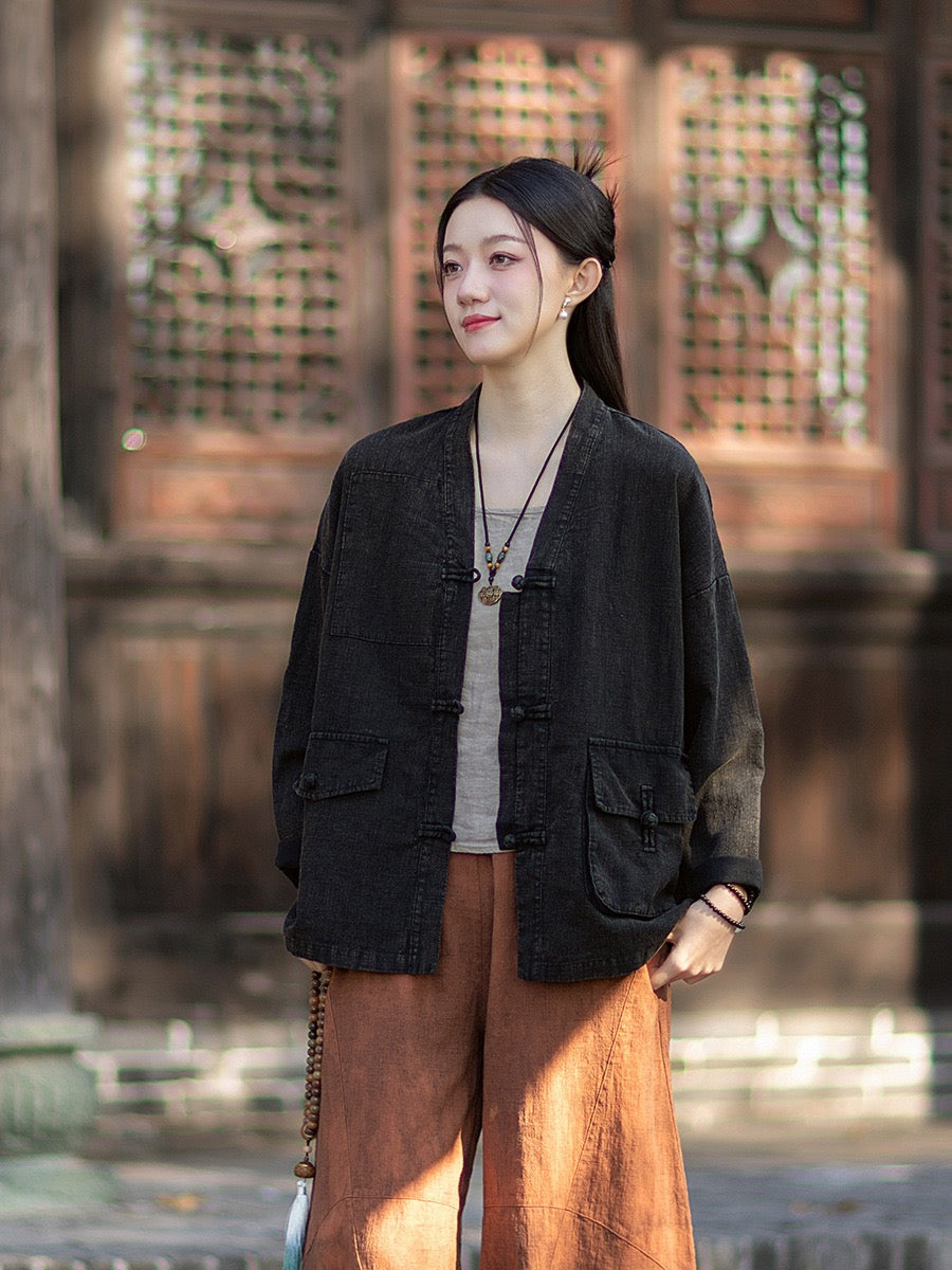 Tao One Tech™ • Way of Yin &amp; Yang Kimono • Cardigan Jacket • Tech Pockets • Ramie Cotton